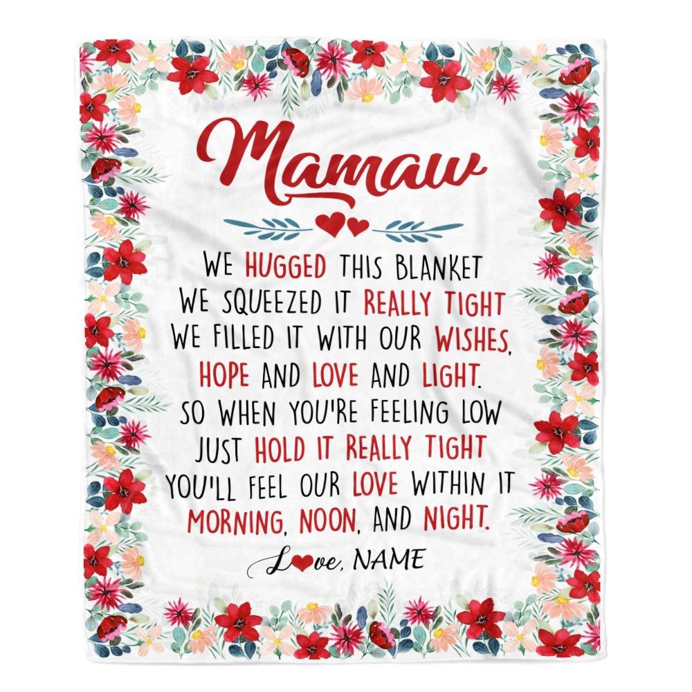 Mamaw Blanket From Grandkids Grandson Granddaughter We Hugged This Blanket, Personalized Blanket For Mom, Mother's Day Gifts Blanket