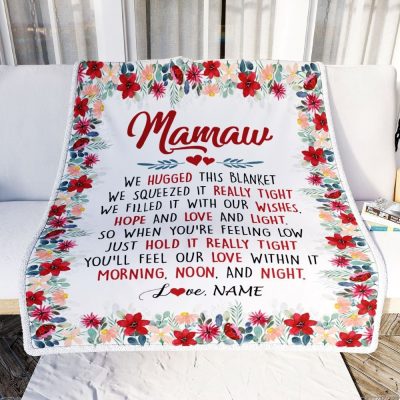 Mamaw Blanket From Grandkids Grandson Granddaughter We Hugged This Blanket, Personalized Blanket For Mom, Mother's Day Gifts Blanket