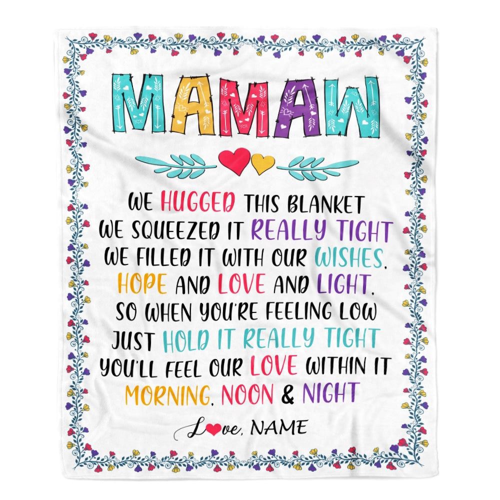 Mamaw Blanket From Grandkids We Hugged This Blanket, Personalized Blanket For Mom, Mother's Day Gifts Blanket