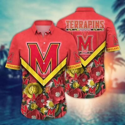Maryland Terrapins NCAA Flower Aloha Hawaiian Shirt 4, NCAA Hawaiian Shirt