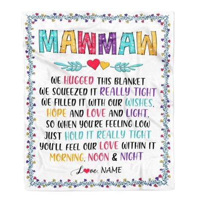 MawMaw Blanket From Grandkids We Hugged This Blanket, Personalized Blanket For Mom, Mother's Day Gifts Blanket