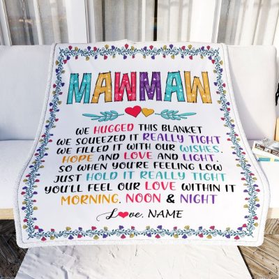 MawMaw Blanket From Grandkids We Hugged This Blanket, Personalized Blanket For Mom, Mother's Day Gifts Blanket