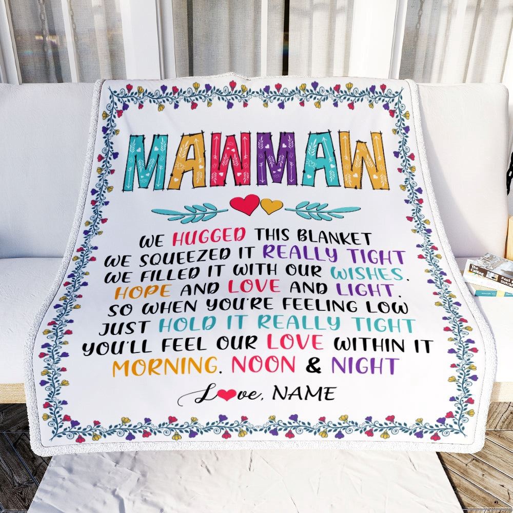 MawMaw Blanket From Grandkids We Hugged This Blanket, Personalized Blanket For Mom, Mother's Day Gifts Blanket