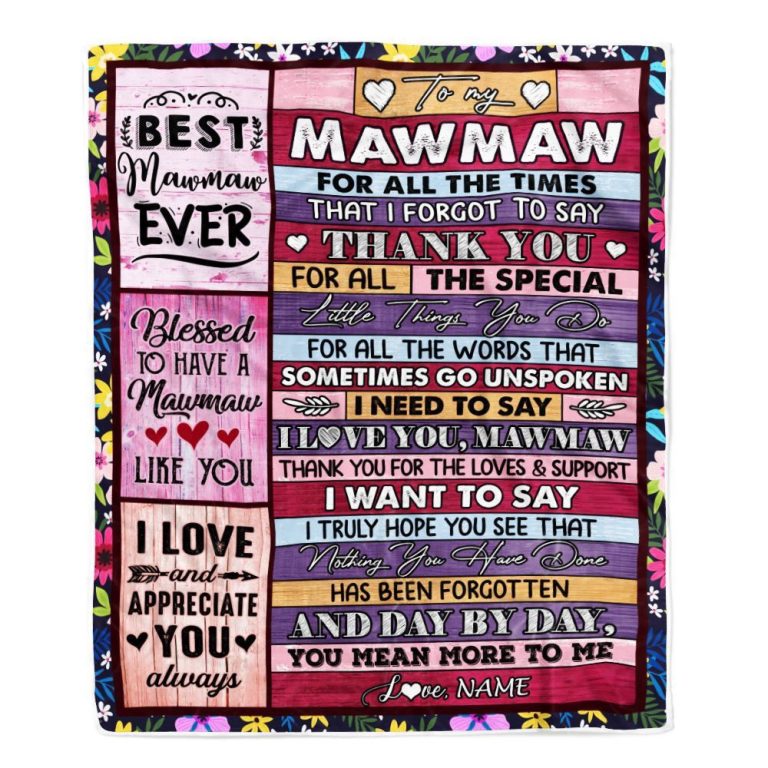 Mawmaw Blanket From Granddaughter Grandson Thank You For The Love, Personalized Blanket For Mom, Mother's Day Gifts Blanket