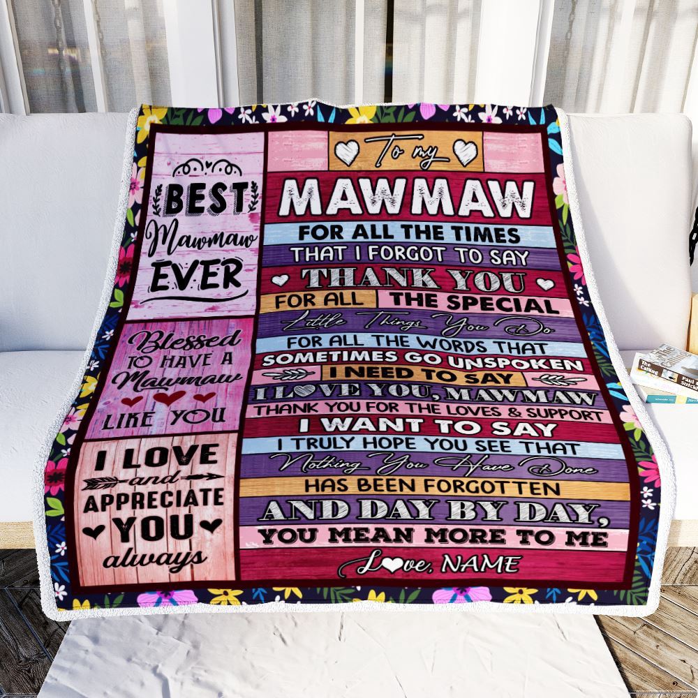 Mawmaw Blanket From Granddaughter Grandson Thank You For The Love, Personalized Blanket For Mom, Mother's Day Gifts Blanket
