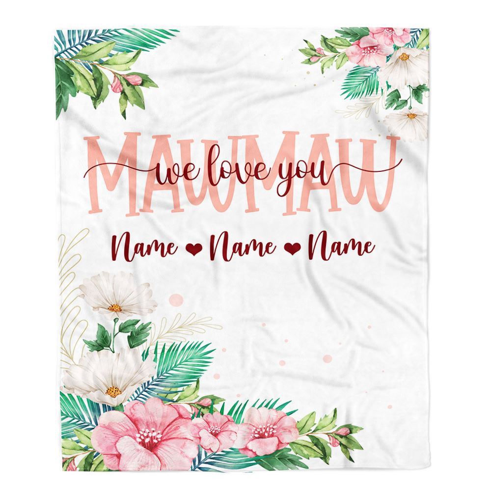 Mawmaw Blanket From Grandkids Granddaughter Grandson We Love You Floral, Personalized Blanket For Mom, Mother's Day Gifts Blanket
