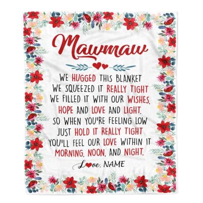 Mawmaw Blanket From Grandkids Grandson Granddaughter We Hugged This Blanket, Personalized Blanket For Mom, Mother's Day Gifts Blanket