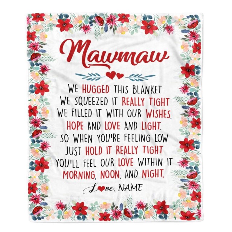 Mawmaw Blanket From Grandkids Grandson Granddaughter We Hugged This Blanket, Personalized Blanket For Mom, Mother's Day Gifts Blanket