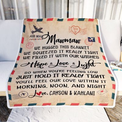 Mawmaw Blanket From Grandkids We Hugged This Blanket Mail Letter, Personalized Blanket For Mom, Mother's Day Gifts Blanket