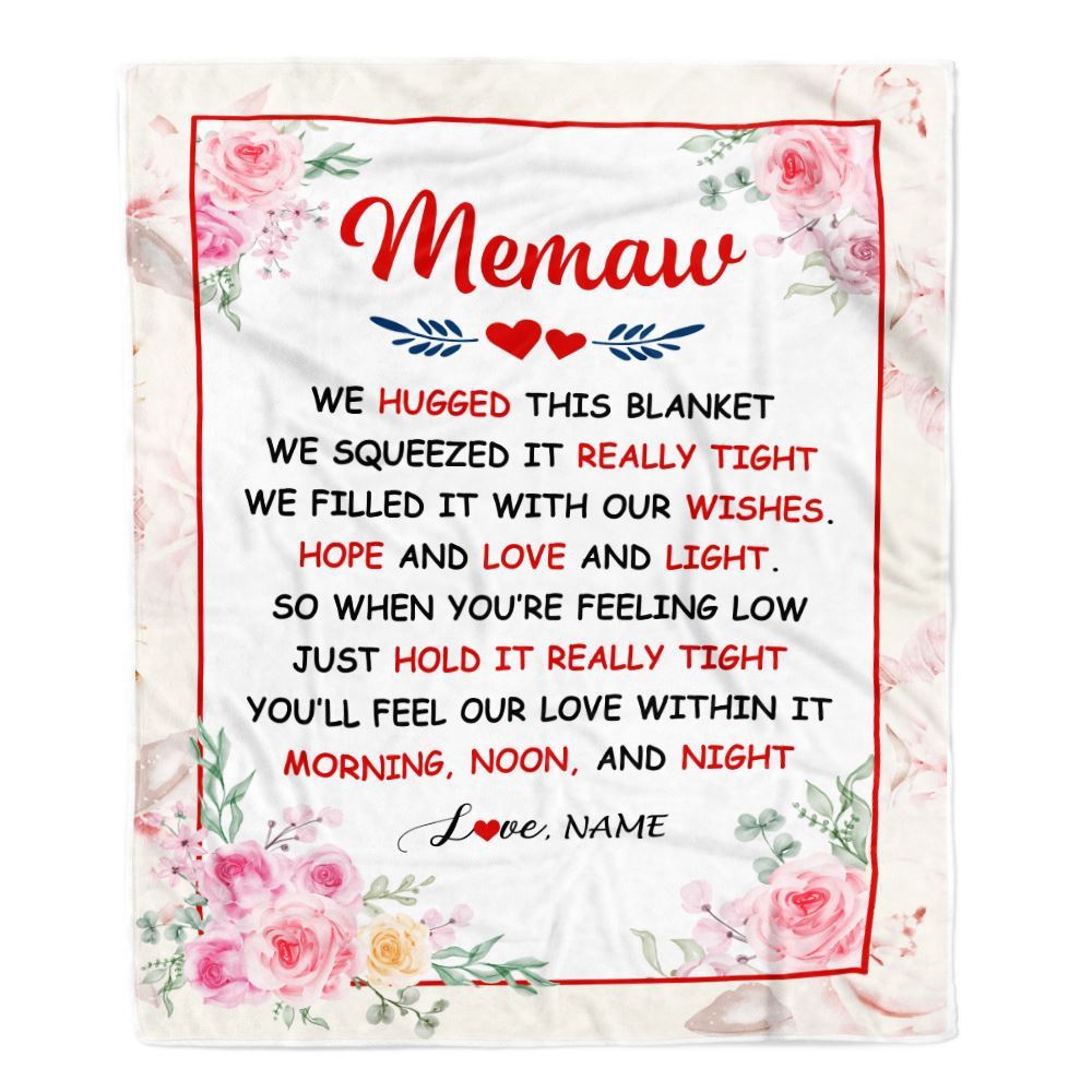 Memaw Blanket From Grandkids Granddaughter Grandson We Hugged This Blanket Floral, Personalized Blanket For Mom, Mother's Day Gifts Blanket