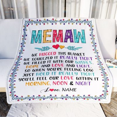 Memaw Blanket From Grandkids We Hugged This Blanket, Personalized Blanket For Mom, Mother's Day Gifts Blanket