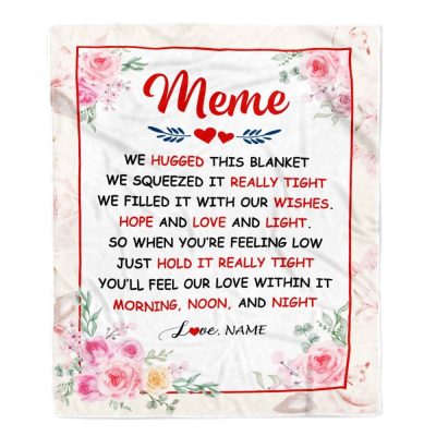 Meme Blanket From Grandkids Granddaughter Grandson We Hugged This Blanket Floral, Personalized Blanket For Mom, Mother's Day Gifts Blanket
