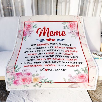 Meme Blanket From Grandkids Granddaughter Grandson We Hugged This Blanket Floral, Personalized Blanket For Mom, Mother's Day Gifts Blanket