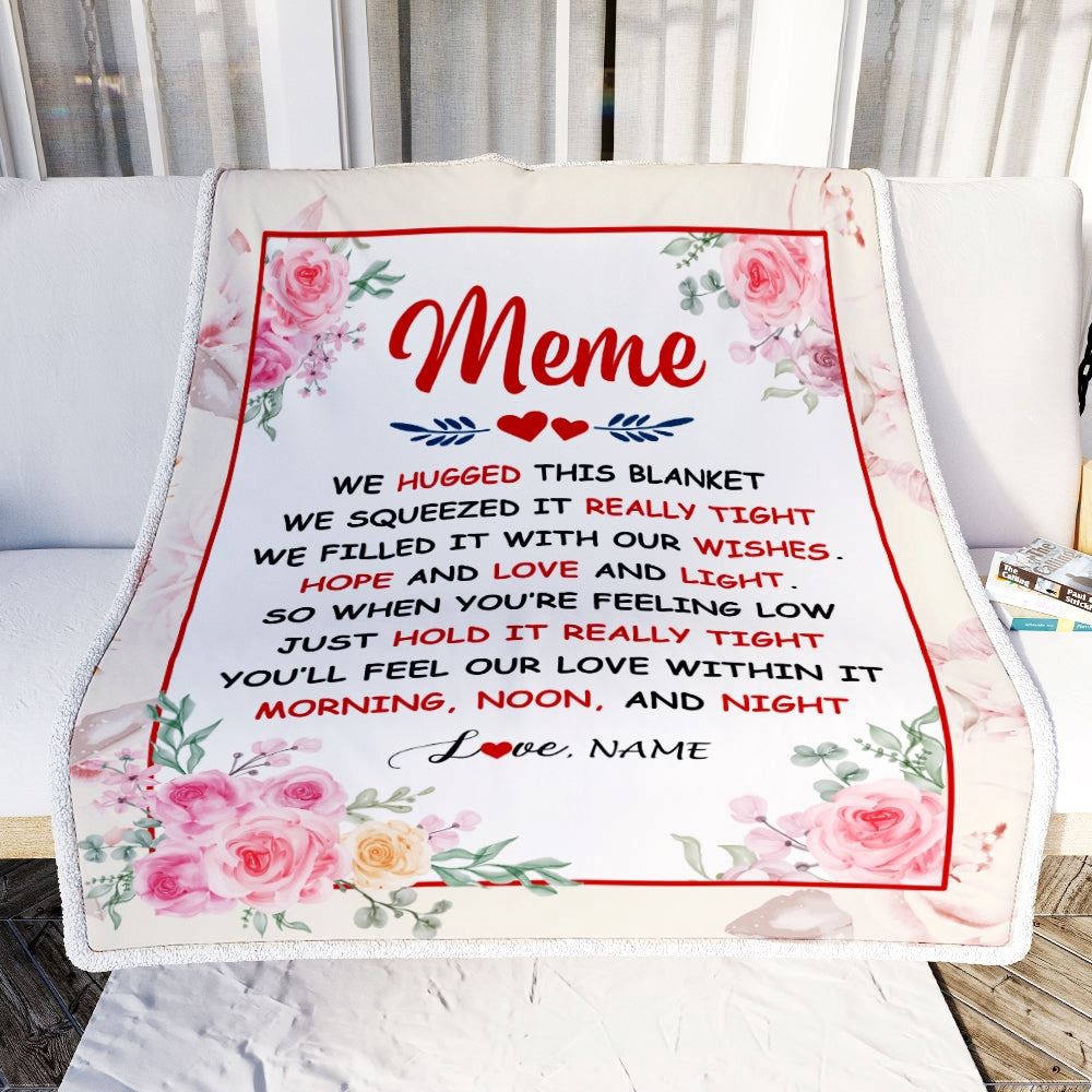 Meme Blanket From Grandkids Granddaughter Grandson We Hugged This Blanket Floral, Personalized Blanket For Mom, Mother's Day Gifts Blanket