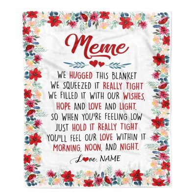 Meme Blanket From Grandkids Grandson Granddaughter We Hugged This Blanket, Personalized Blanket For Mom, Mother's Day Gifts Blanket