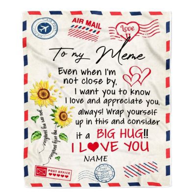 Meme Blanket From Grandkids Love Big Hug Air Mail Letter Sunflower, Personalized Blanket For Mom, Mother's Day Gifts Blanket