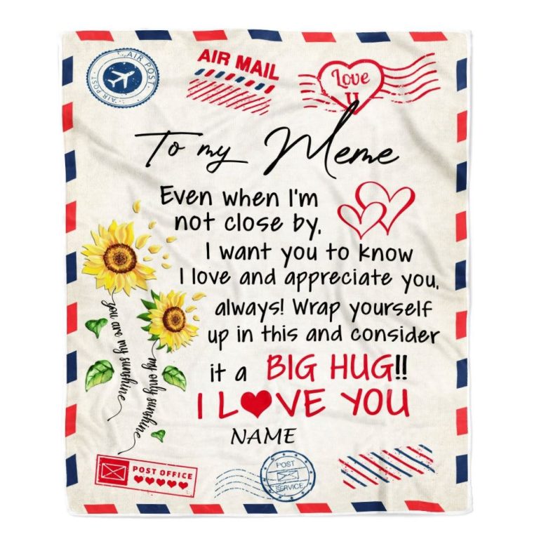 Meme Blanket From Grandkids Love Big Hug Air Mail Letter Sunflower, Personalized Blanket For Mom, Mother's Day Gifts Blanket