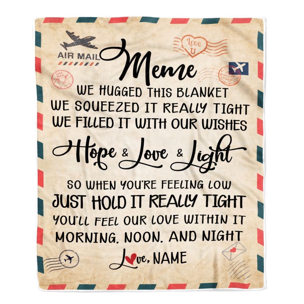 Meme Blanket From Grandkids We Hugged This Blanket Mail Letter, Personalized Blanket For Mom, Mother's Day Gifts Blanket