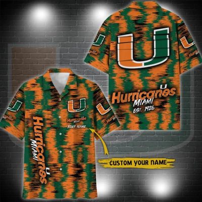 Miami Hurricanes Aloha Hawaiian Shirt Custom Your Name, NCAA Hawaiian Shirt