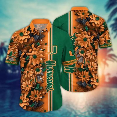 Miami Hurricanes NCAA Flower Aloha Hawaiian Shirt 3, NCAA Hawaiian Shirt