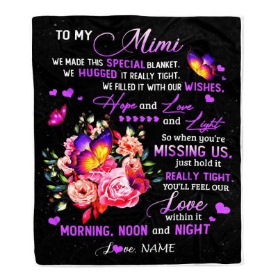 Mimi Blanket From Grandkids Granddaughter We Made This Special Blanket Flower, Personalized Blanket For Mom, Mother's Day Gifts Blanket