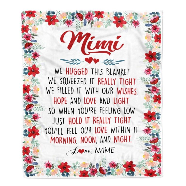 Mimi Blanket From Grandkids Grandson Granddaughter We Hugged This Blanket, Personalized Blanket For Mom, Mother's Day Gifts Blanket
