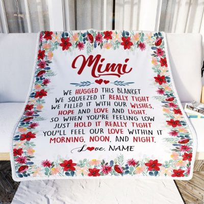 Mimi Blanket From Grandkids Grandson Granddaughter We Hugged This Blanket, Personalized Blanket For Mom, Mother's Day Gifts Blanket