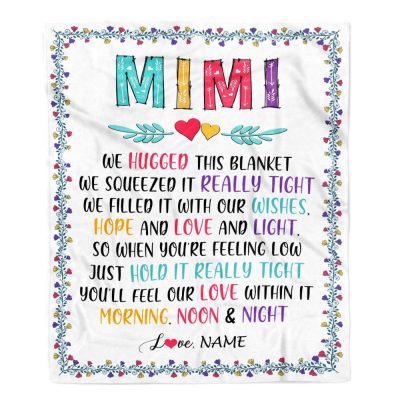 Mimi Blanket From Grandkids We Hugged This Blanket, Personalized Blanket For Mom, Mother's Day Gifts Blanket