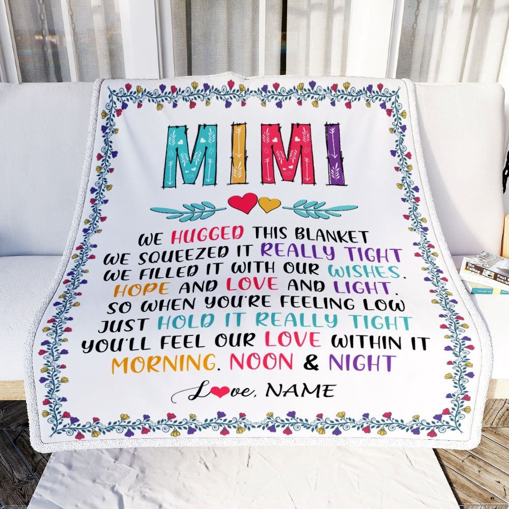 Mimi Blanket From Grandkids We Hugged This Blanket, Personalized Blanket For Mom, Mother's Day Gifts Blanket