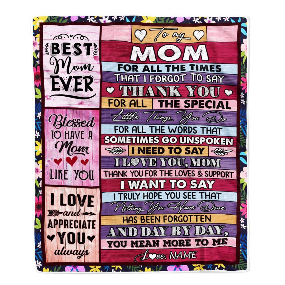 Mom Blanket From Daughter Son Thank You For The Love, Personalized Blanket For Mom, Mother's Day Gifts Blanket