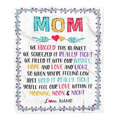 Mom Blanket From Daughter Son We Hugged This Blanket 1, Personalized Blanket For Mom, Mother's Day Gifts Blanket