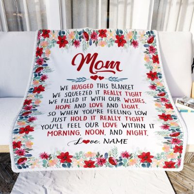 Mom Blanket From Daughter Son We Hugged This Blanket, Personalized Blanket For Mom, Mother's Day Gifts Blanket