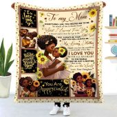 Mom Blanket, Sunflower Black Mom You Are The World Blanket From Daughter, Blankets For Mothers Day