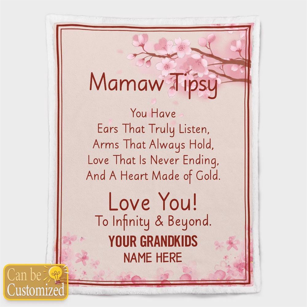 Mother's Day Blanket For Grandma Mawma Tipsy Love You To Infinity & Beyond Blanket Gift For Grandma, Blankets For Mothers Day