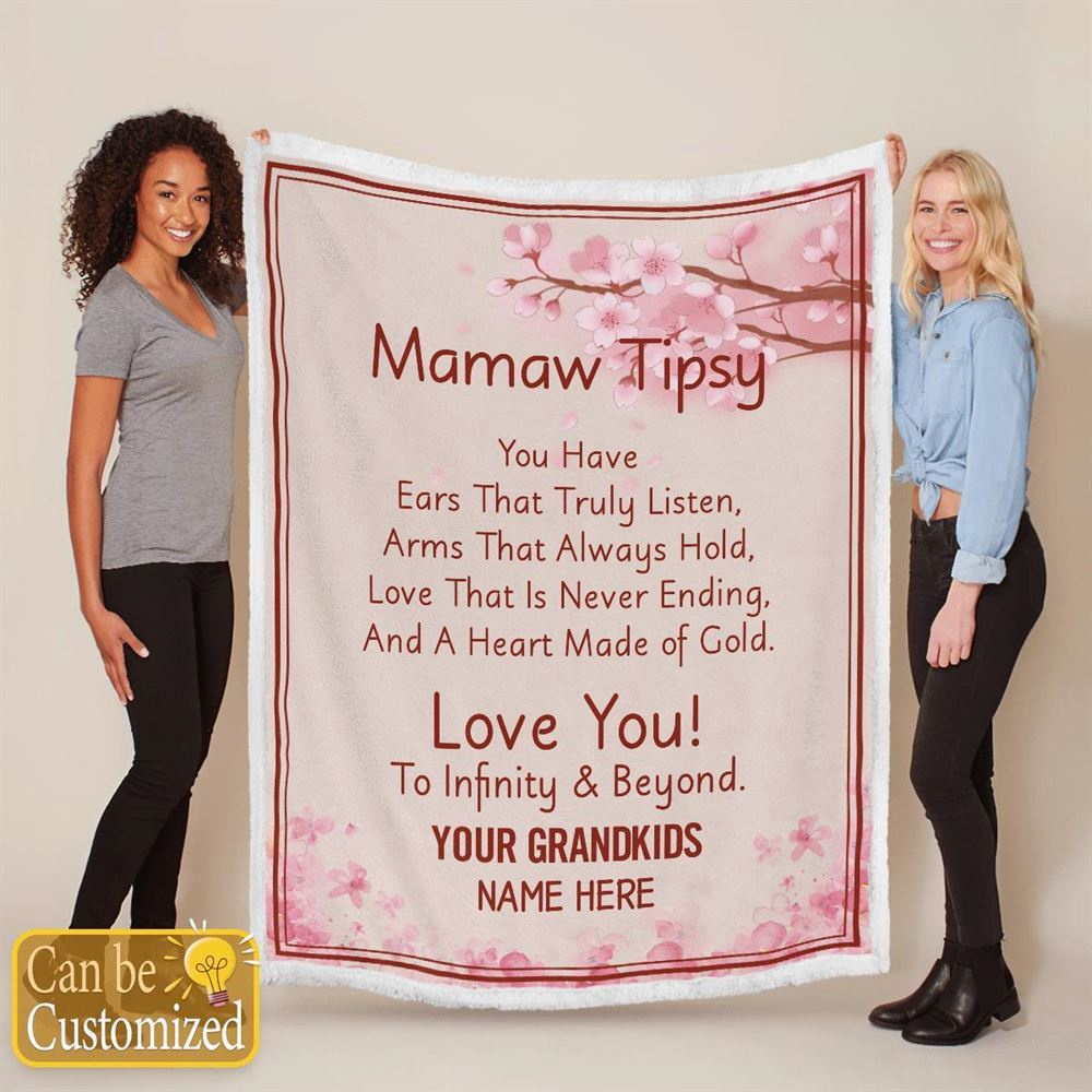 Mother's Day Blanket For Grandma Mawma Tipsy Love You To Infinity & Beyond Blanket Gift For Grandma, Blankets For Mothers Day