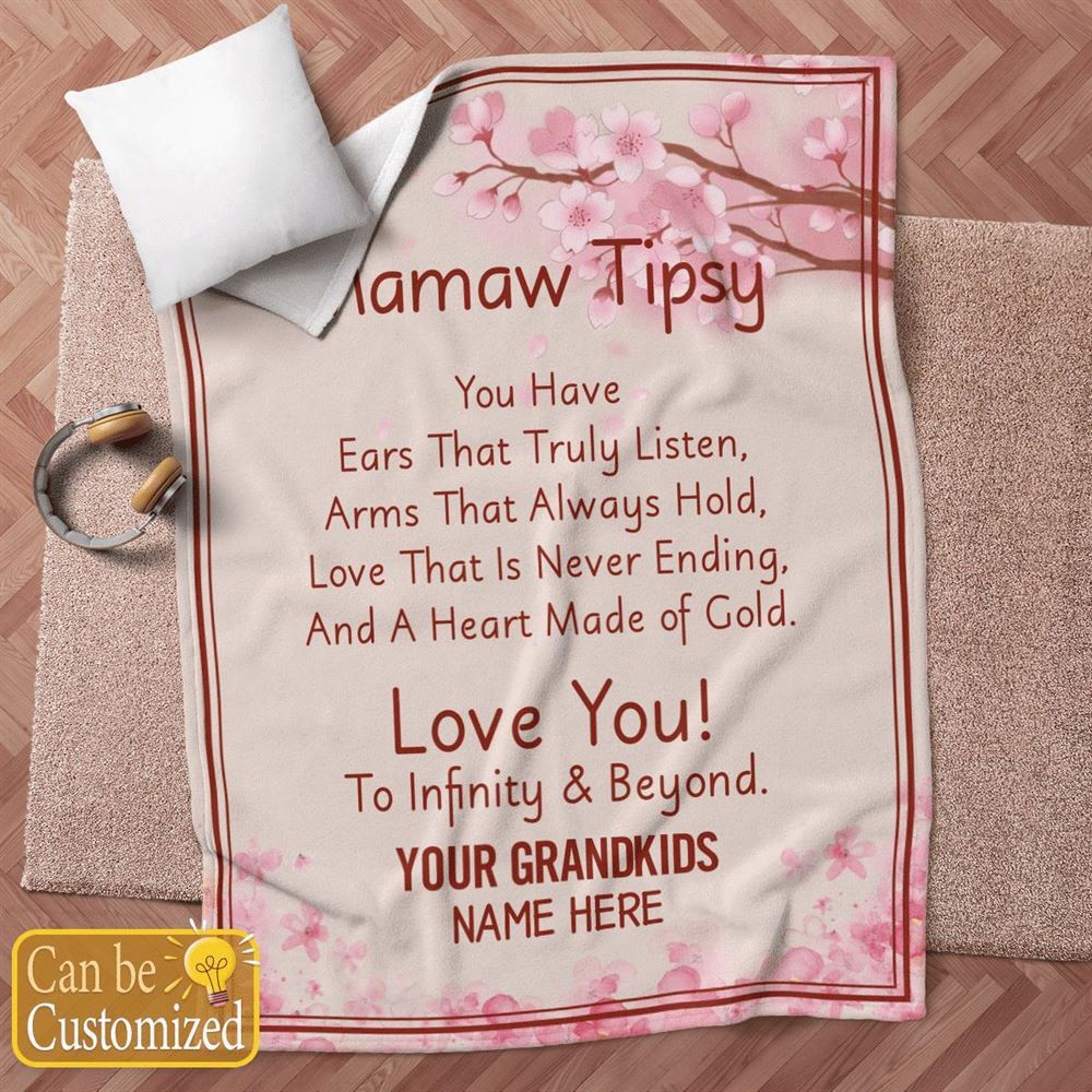Mother's Day Blanket For Grandma Mawma Tipsy Love You To Infinity & Beyond Blanket Gift For Grandma, Blankets For Mothers Day