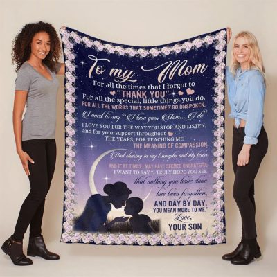 Mother's Day Blanket For Mom Day By Day You Mean More To Me Blanket From Son, Blankets For Mothers Day