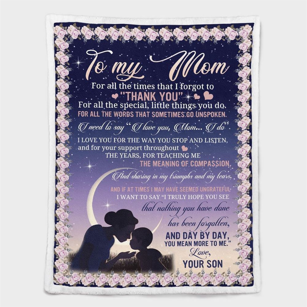 Mother's Day Blanket For Mom Day By Day You Mean More To Me Blanket From Son, Blankets For Mothers Day
