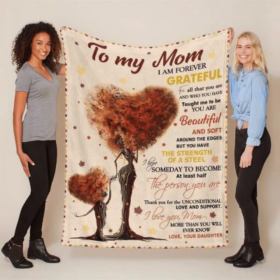 Mother's Day Blanket For Mom I Am Forever Grateful Blanket Heart Tree, Blankets For Mothers Day