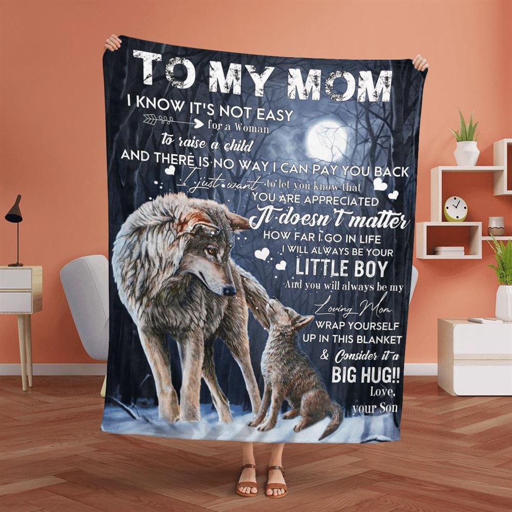 Mother's Day Blanket For Mom It'S Not Easy For A Woman To Raise A Child Wolf Blanket From Son, Blankets For Mothers Day Mother's Day Blanket For Mom It'S Not Easy For A Woman To Raise A Child Wolf Blanket From Son, Blankets For Mothers Day