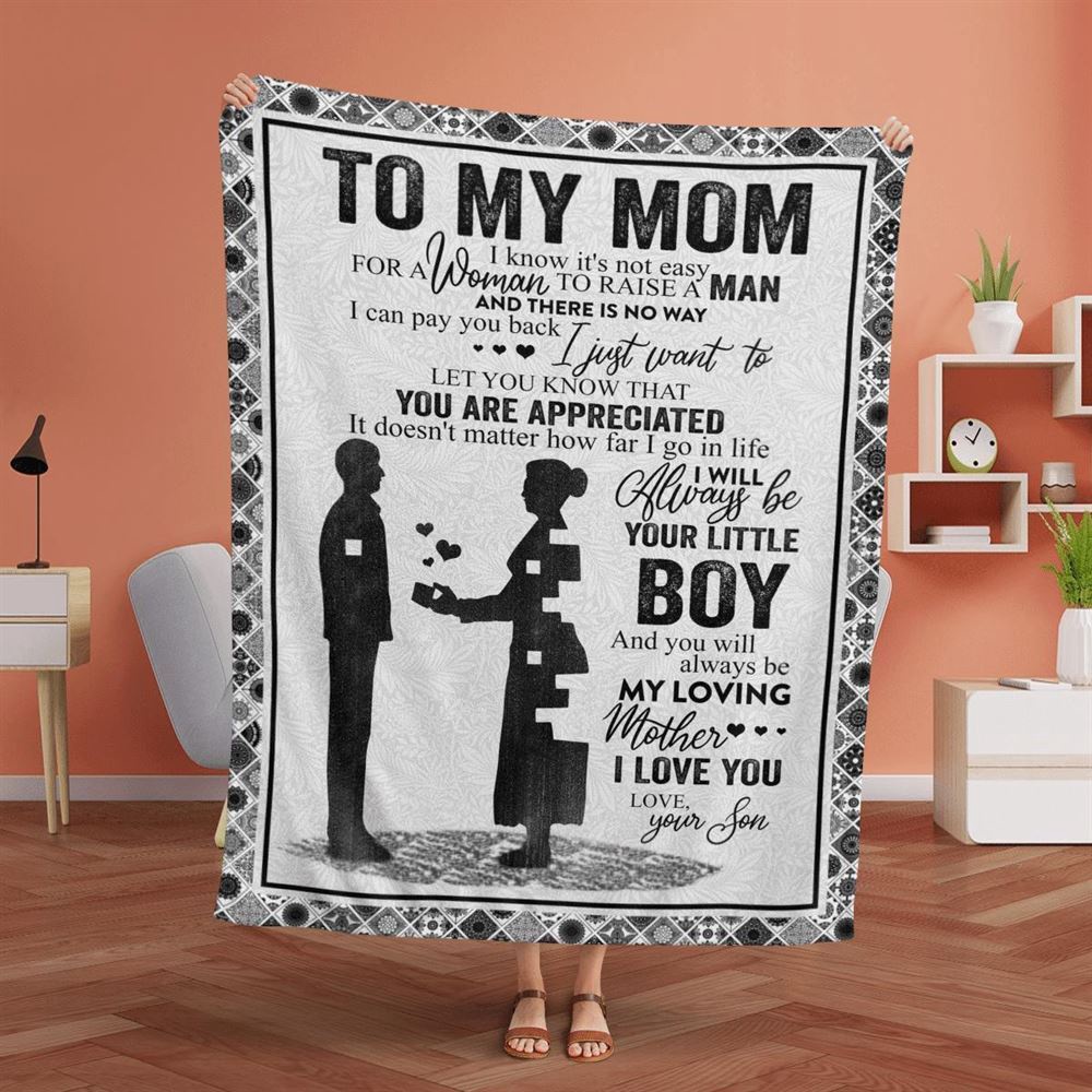 Mother's Day Blanket For Mom It'S Not Easy For A Woman To Raise A Man Blanket, Blankets For Mothers Day Mother's Day Blanket For Mom It'S Not Easy For A Woman To Raise A Man Blanket, Blankets For Mothers Day