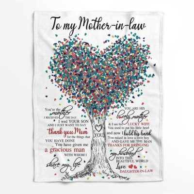 Mother's Day Blanket For Mother-In-Law Thanks For Bringing My Husband Into This World Blanket Mother-In-Law, Blankets For Mothers Day