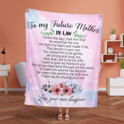 Mother's Day Blanket For Mother-In-Law Thanks For Sharing Your Son Blanket Mother-In-Law, Blankets For Mothers Day
