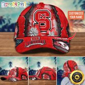 NCAA NC State Wolfpack Baseball Cap Flag Flower Custom Name Cap
