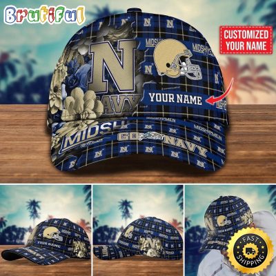 NCAA Navy Midshipmen Baseball Cap Flower Custom Name Cap