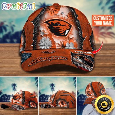 NCAA Oregon State Beavers Baseball Cap Flag Flower Custom Name Cap