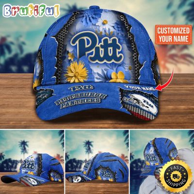 NCAA Pittsburgh Panthers Baseball Cap Flag Flower Custom Name Cap