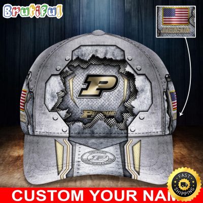 NCAA Purdue Boilermakers Baseball Cap Silver Metalic Pattern Baseball Cap