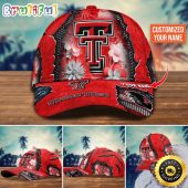 NCAA Texas Tech Red Raiders Baseball Cap Flag Flower Custom Name Cap