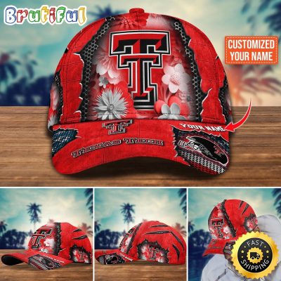 NCAA Texas Tech Red Raiders Baseball Cap Flag Flower Custom Name Cap